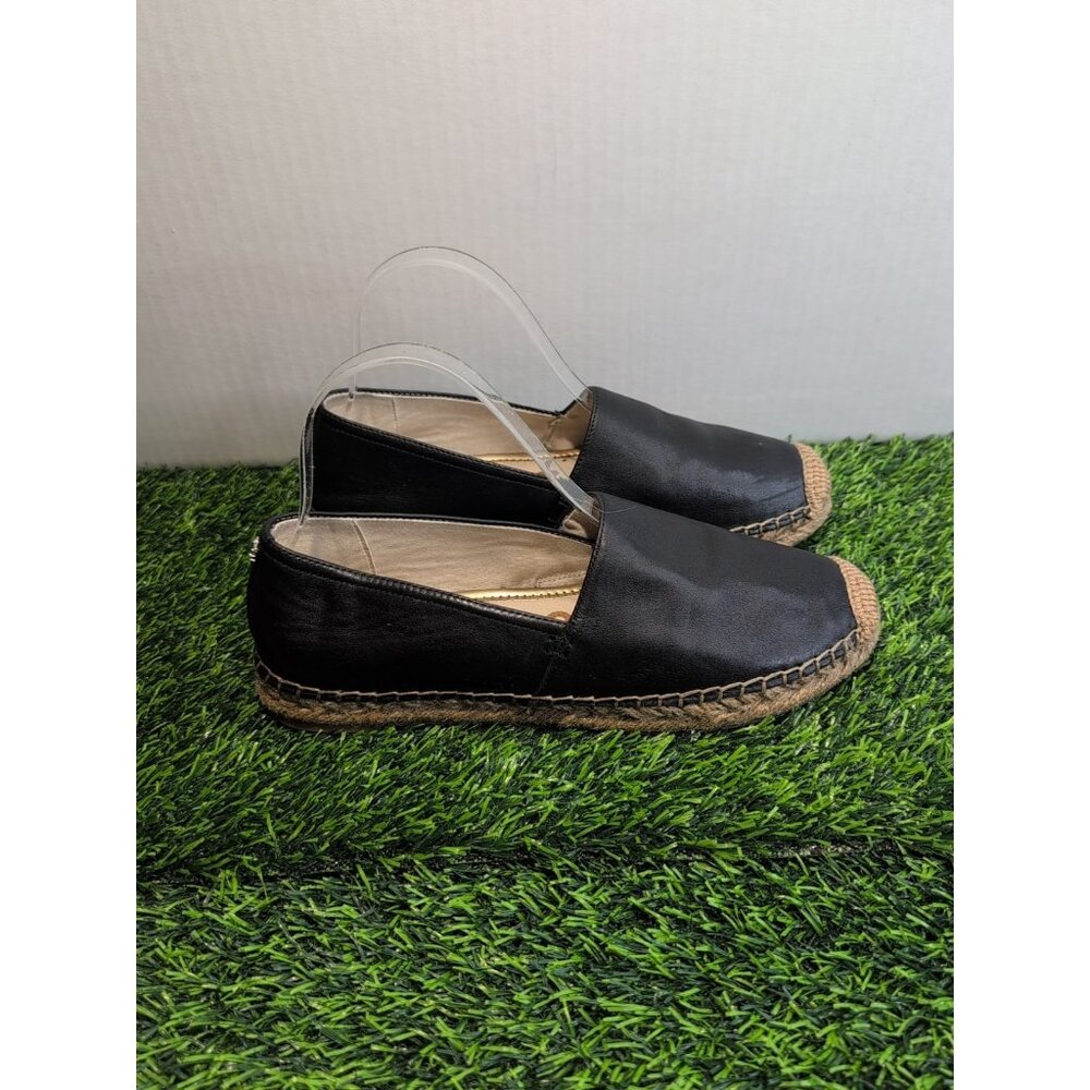 Sam Edelman Kesia Women's Black Leather Slip-on Espadrille Flats Size 8